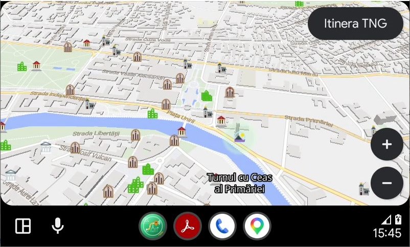Interfață Itinera TNG în ecosistemul Android Auto